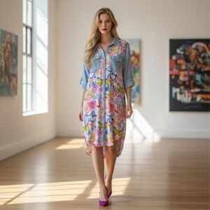 Love by Chesley  "Cherries and  Love"  Vibrant Graffiti print Shirt-dress